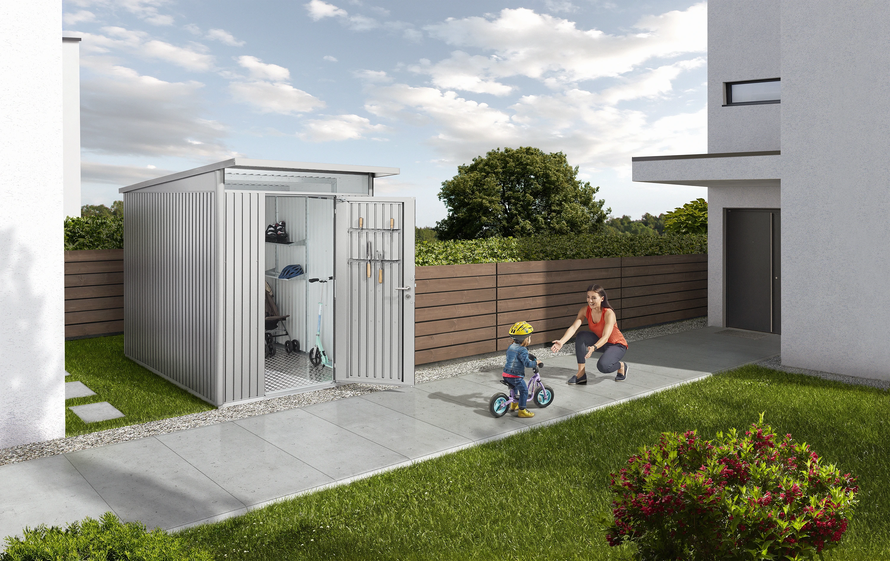 Biohort Berging Avantgarde Enkele Deur Zilver 180 x 260 x 218 cm - Afbeelding 2